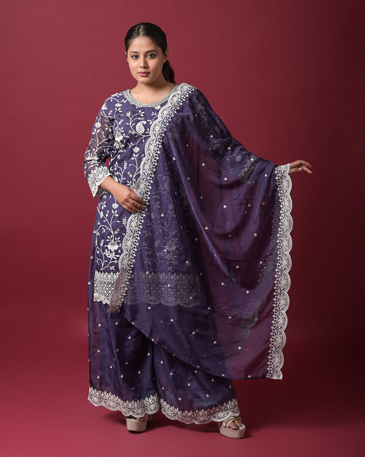 Royal Plum Indo-Western Dress