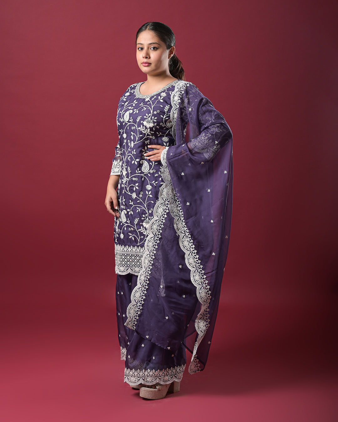 Royal Plum Indo-Western Dress