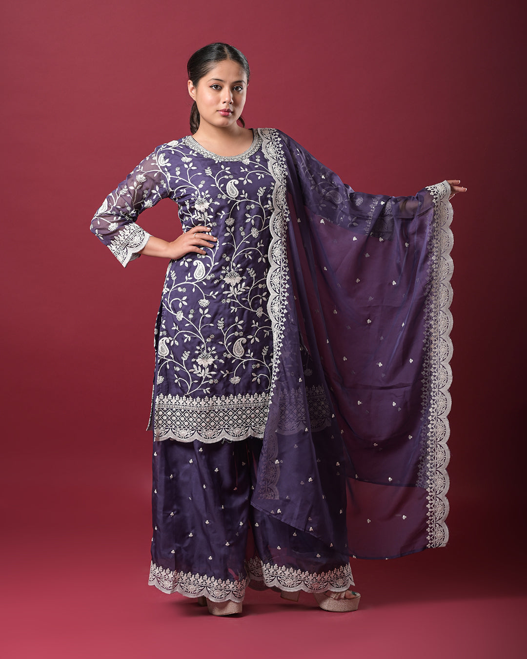 Royal Plum Indo-Western Dress