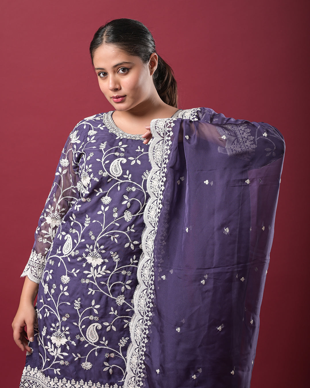 Royal Plum Indo-Western Dress
