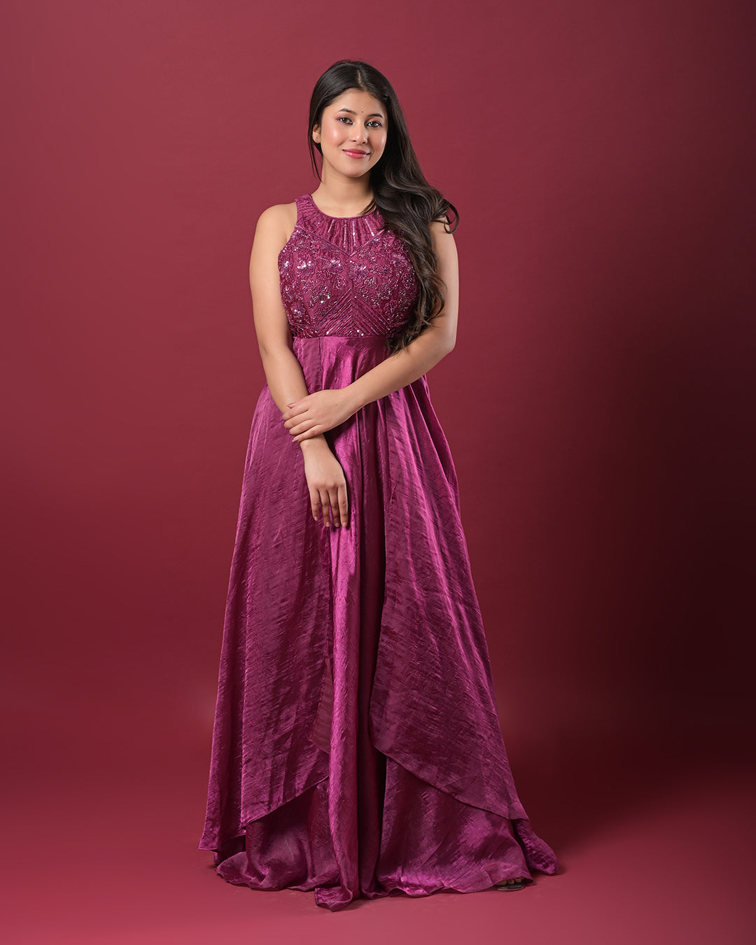 Plum Elegance Embellished Gown