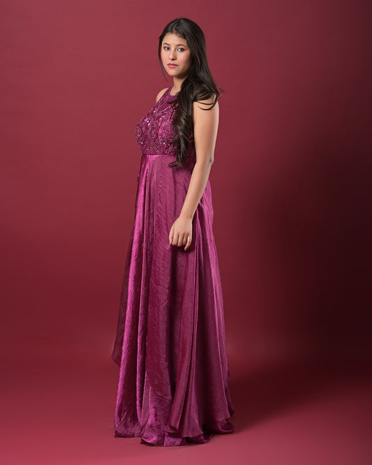 Plum Elegance Embellished Gown