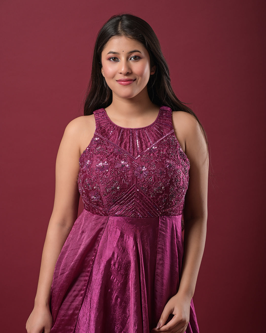 Plum Elegance Embellished Gown