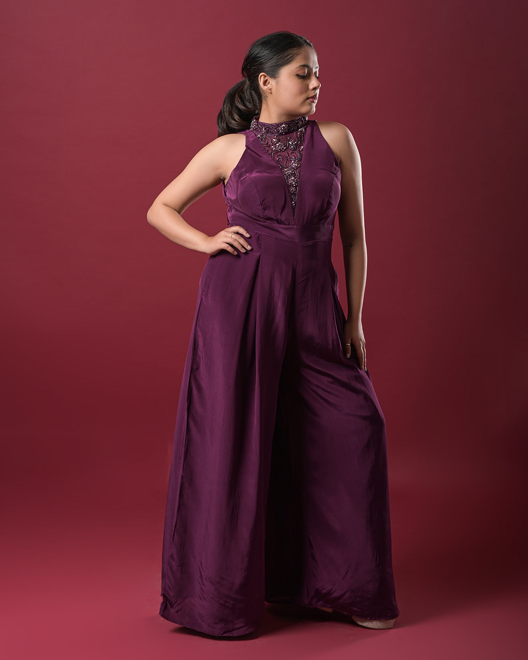 Wine Elegance Jumpsuit