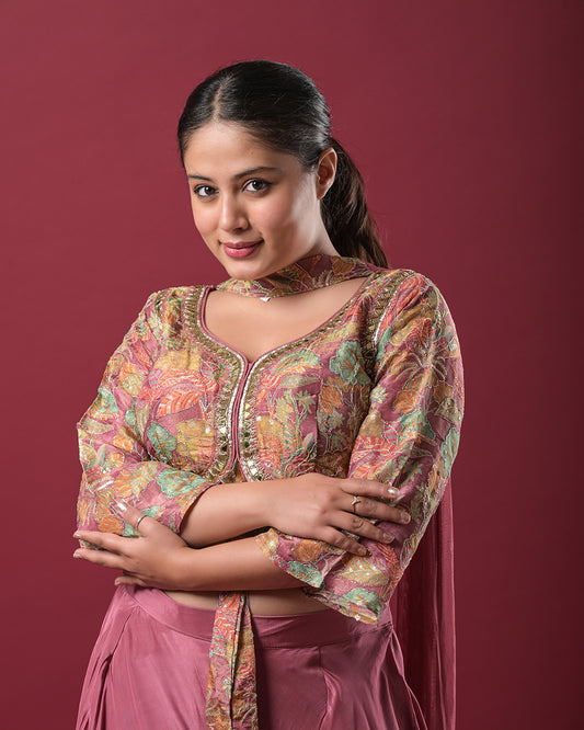 Rust Pink Indo-Western Dress