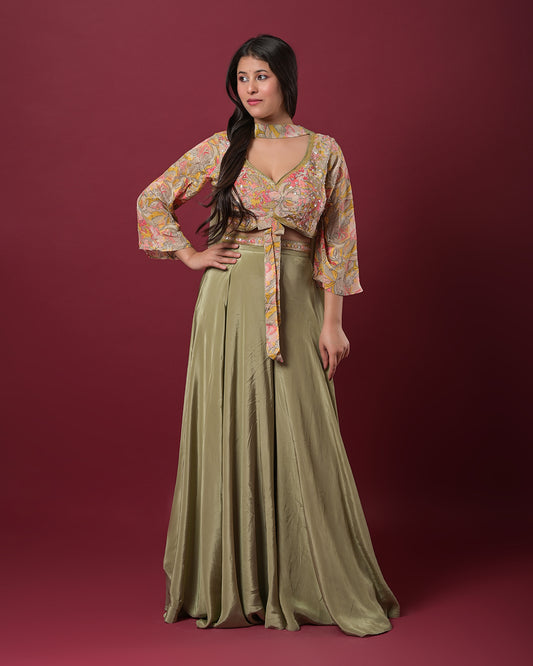 Olive Green Indo-Western Dress