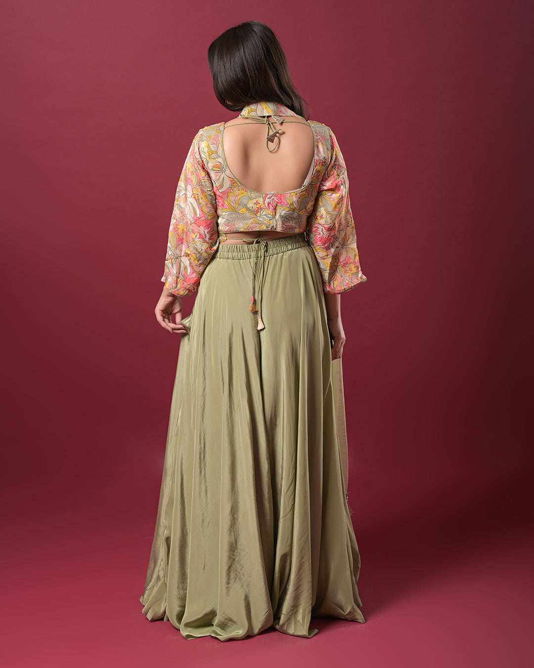 Olive Green Indo-Western Dress
