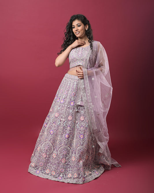 Lavender Embroidered Lehenga
