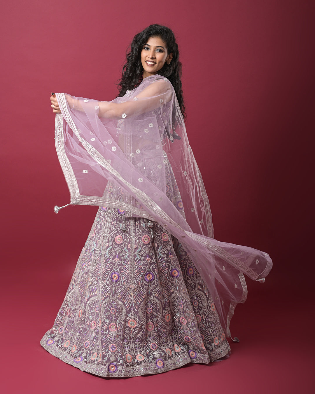Lavender Embroidered Lehenga