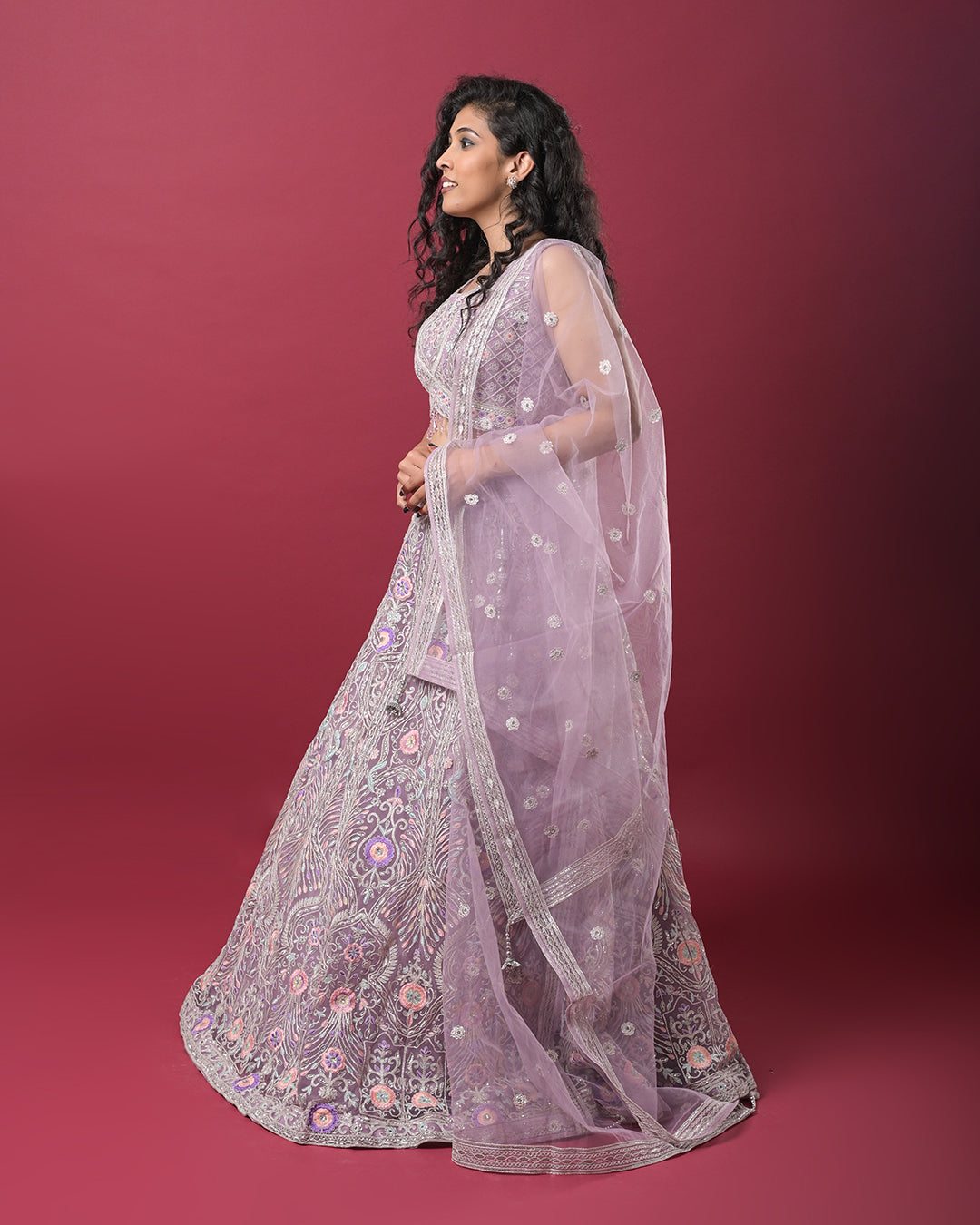 Lavender Embroidered Lehenga