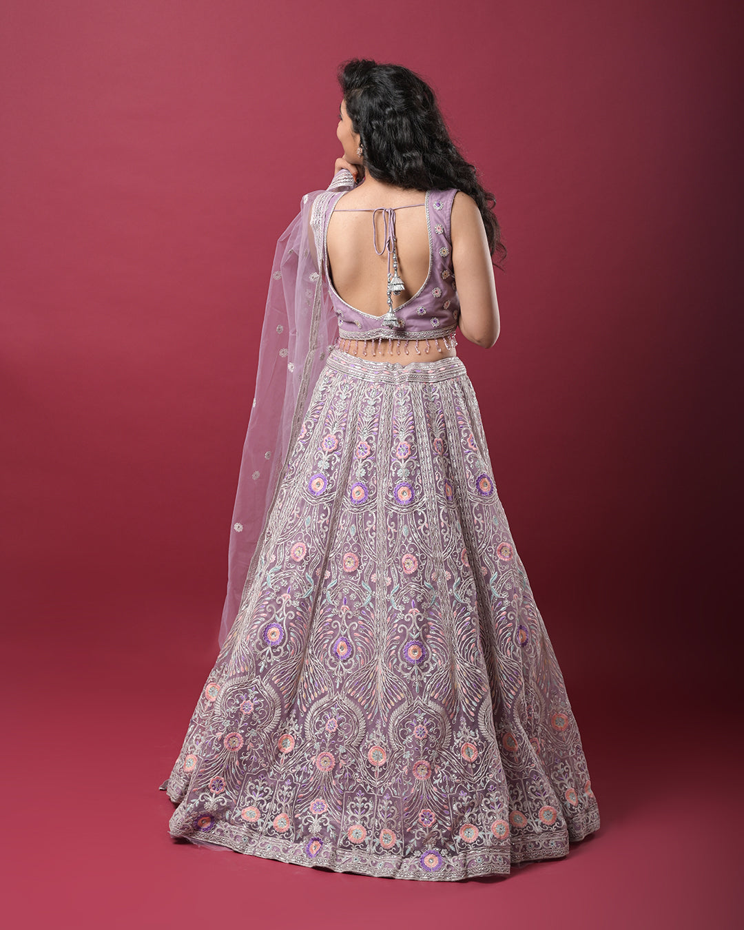 Lavender Embroidered Lehenga