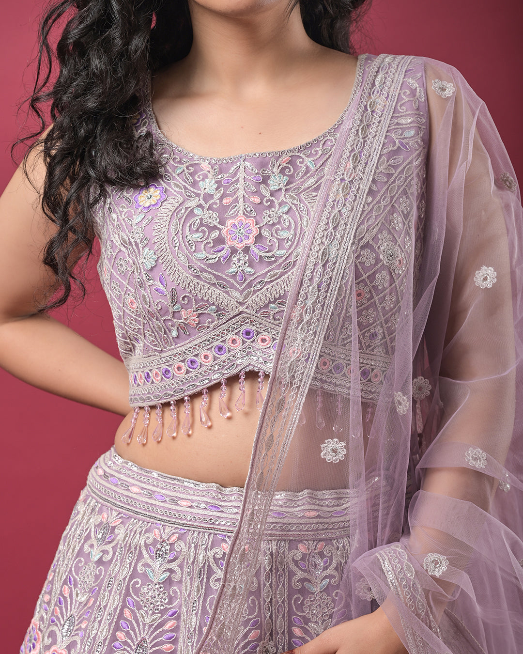Lavender Embroidered Lehenga
