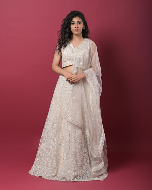 Ivory Embroidered Lehenga