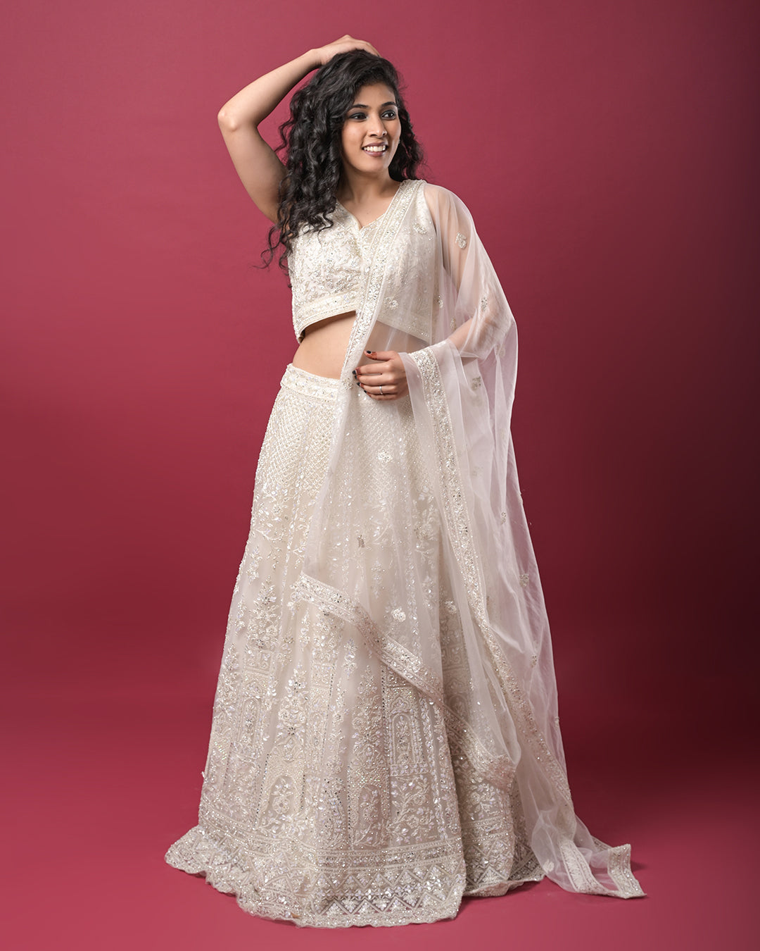 Ivory Embroidered Lehenga