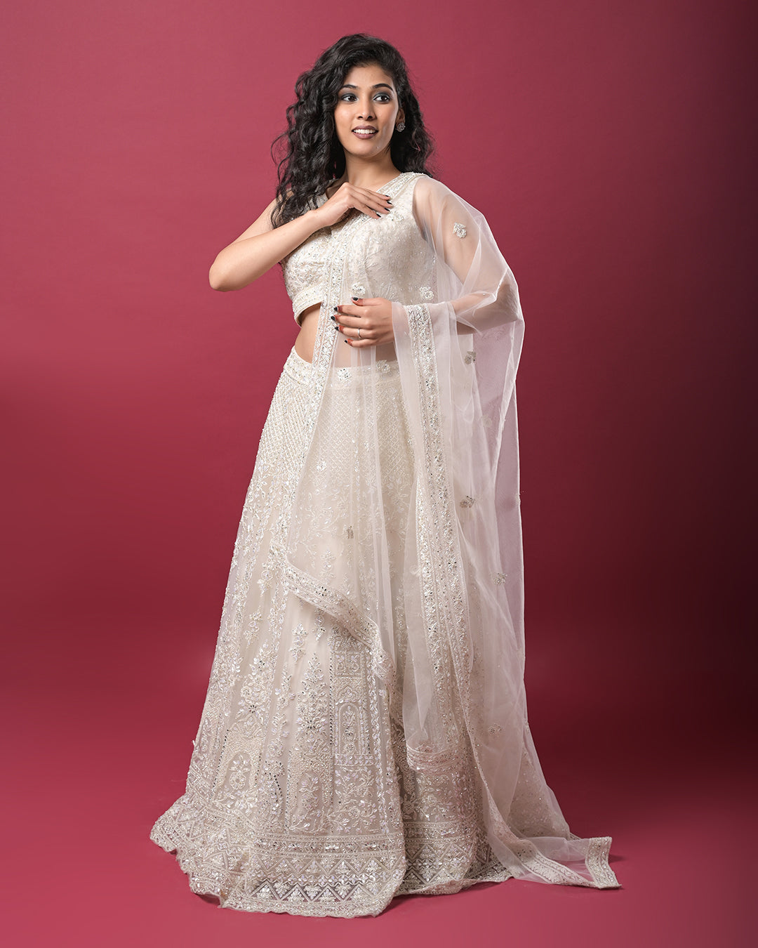 Ivory Embroidered Lehenga