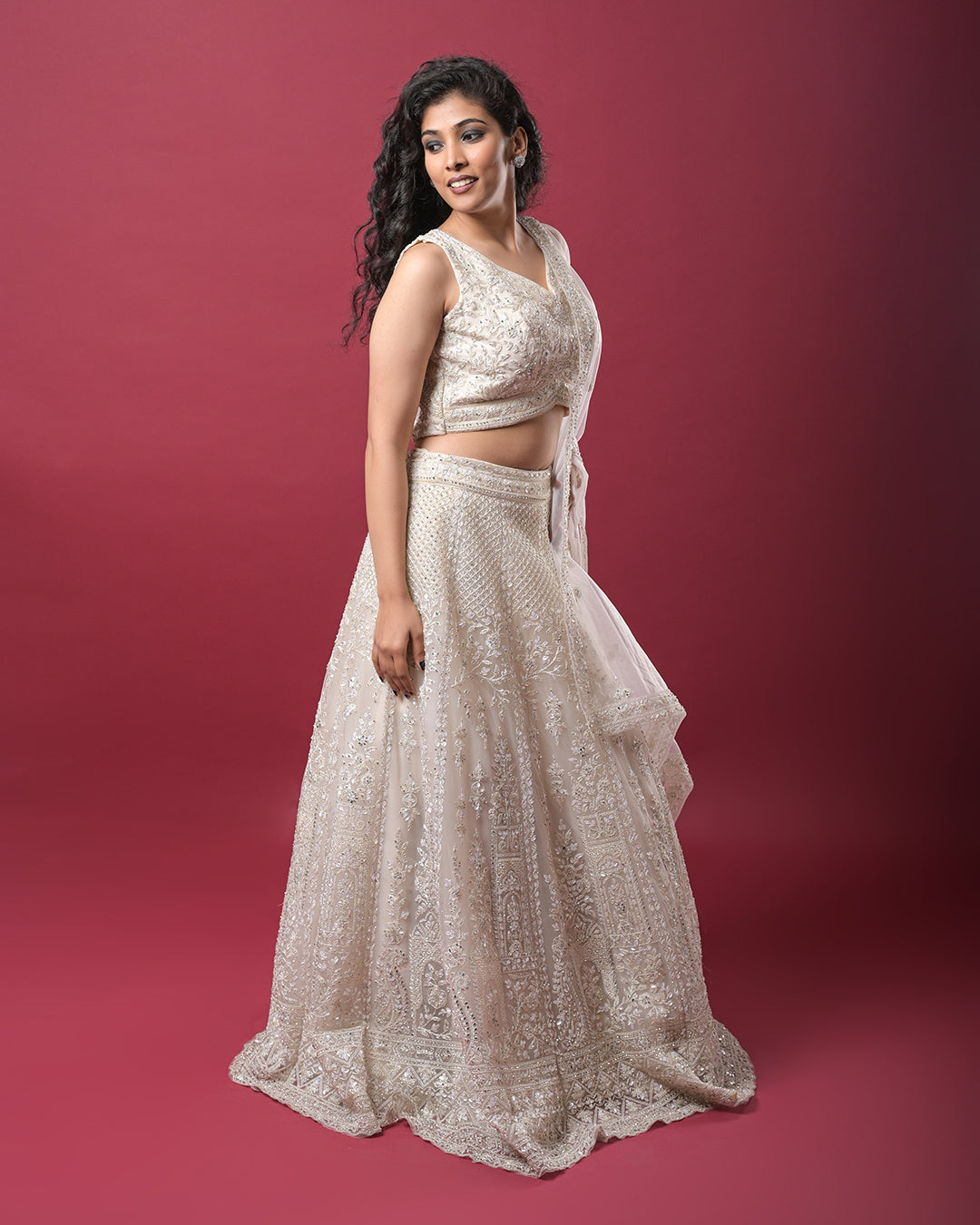 Ivory Embroidered Lehenga