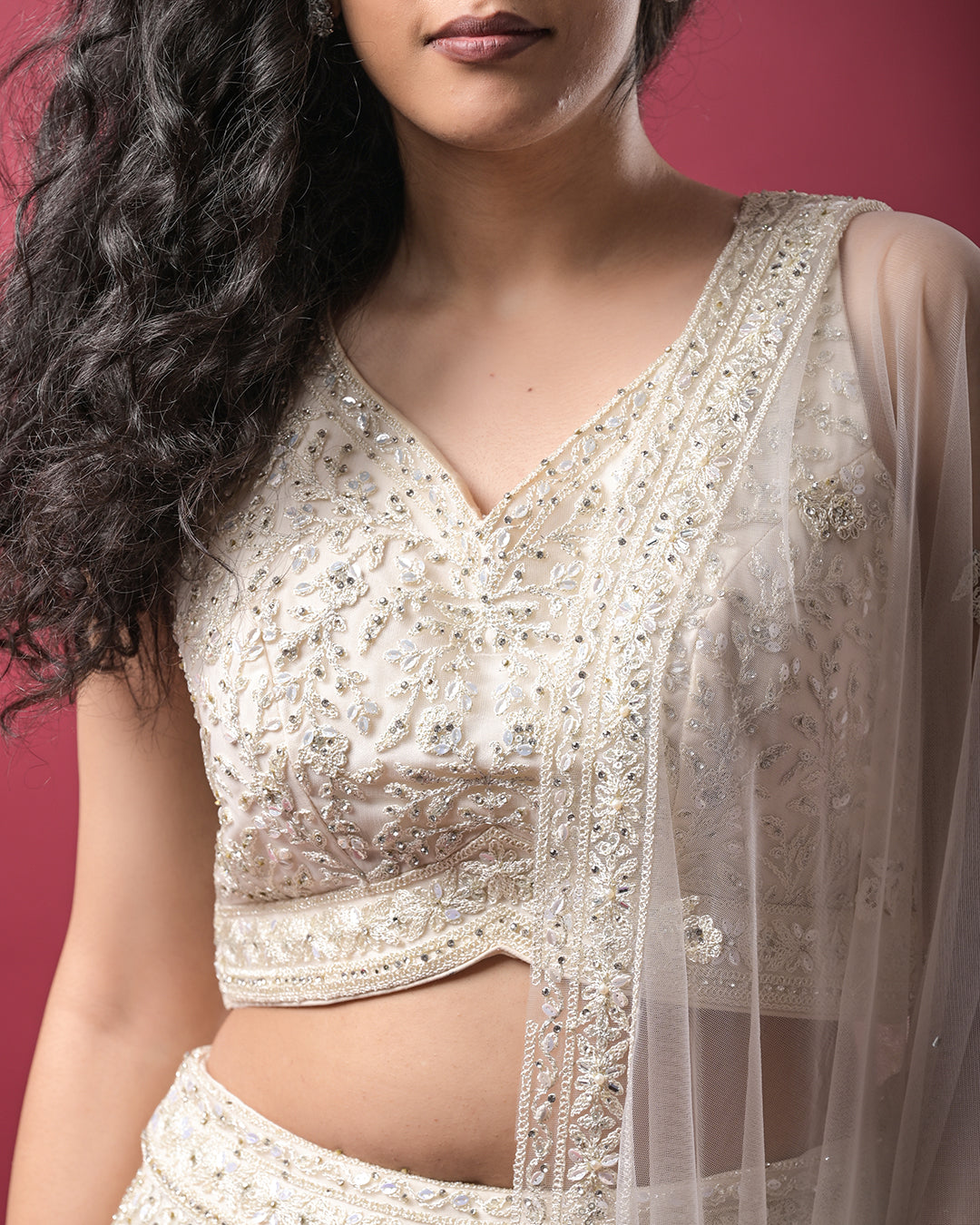 Ivory Embroidered Lehenga