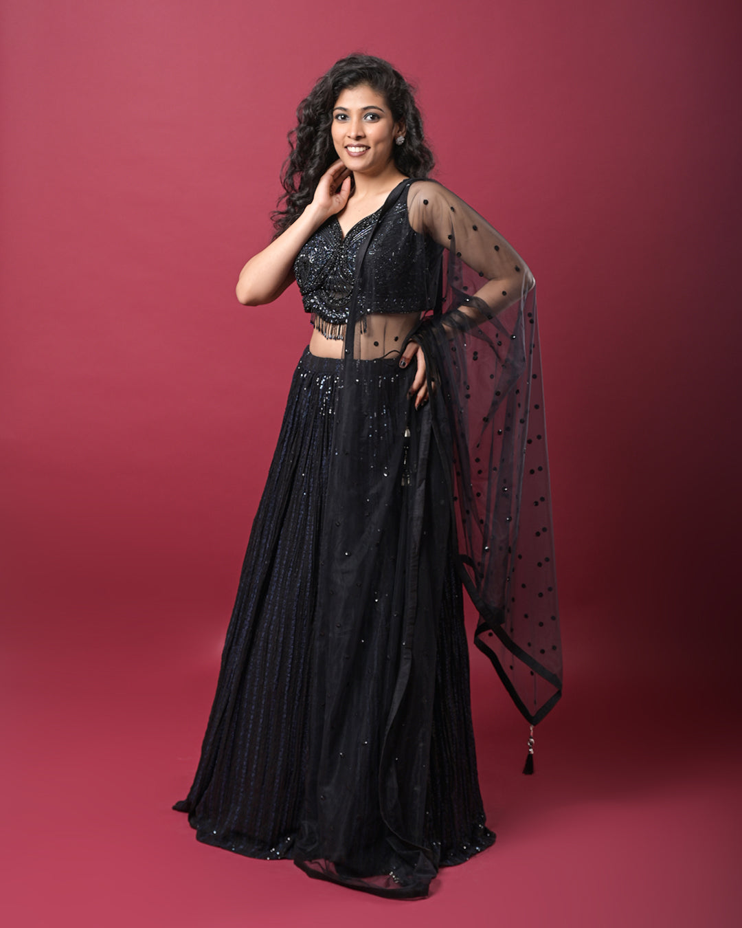 Midnight Black Embroidered Lehenga