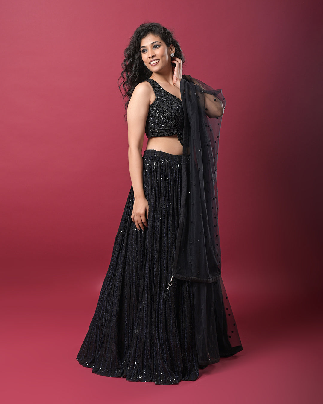 Midnight Black Embroidered Lehenga