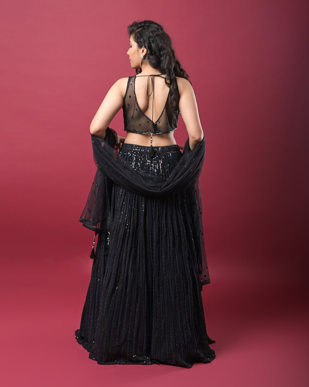 Midnight Black Embroidered Lehenga