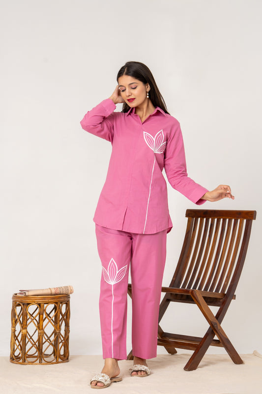 Candy pink embroidered cordset