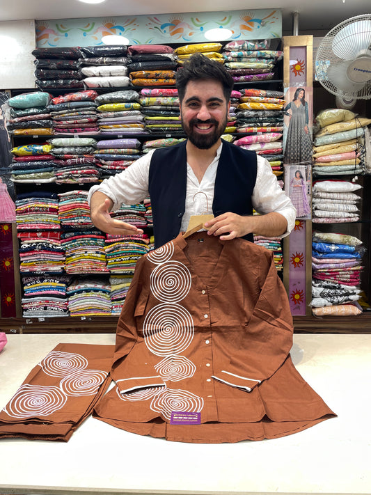 Coffee brown embroidered cordset