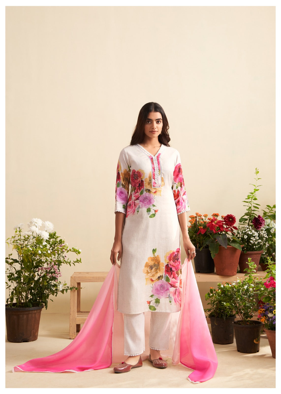 Blossom Elegance Cotton Suit