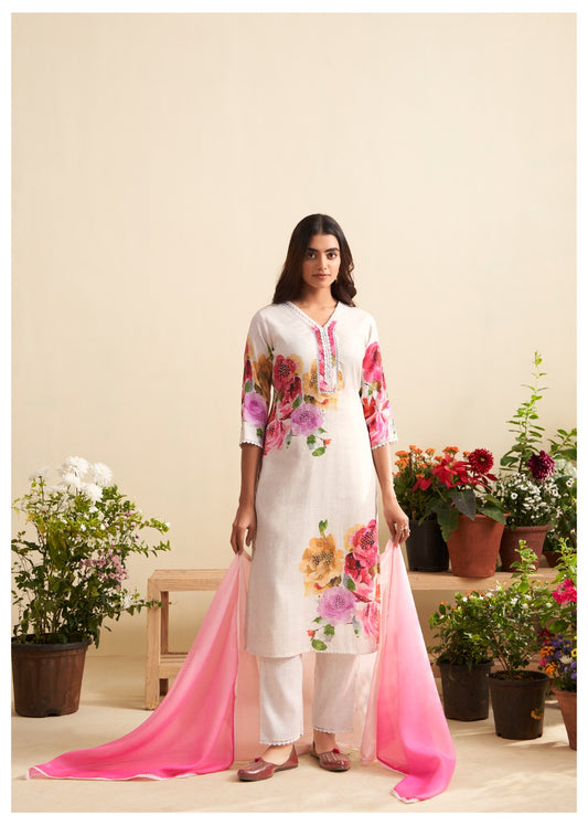 Blossom Elegance Cotton Suit