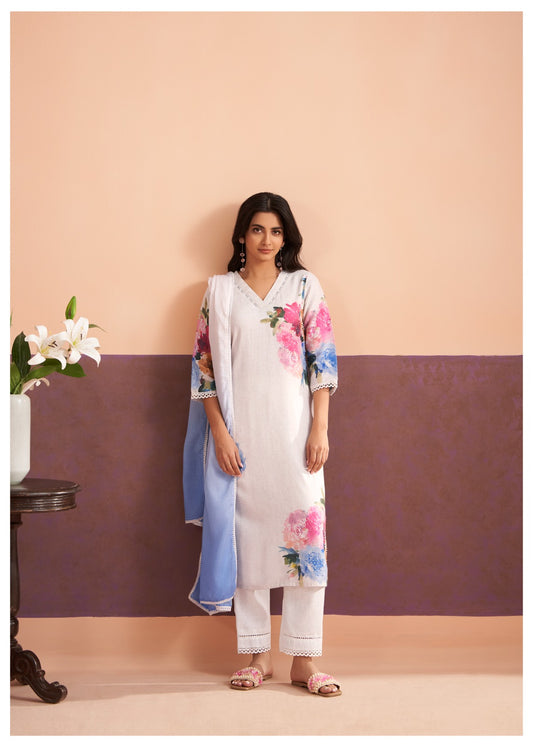 Elegant Floral Cotton Ensemble