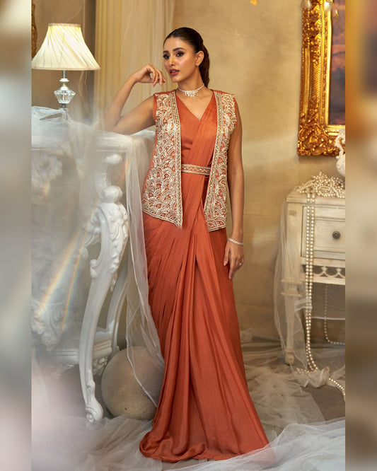 Rust Royale Draped Gown