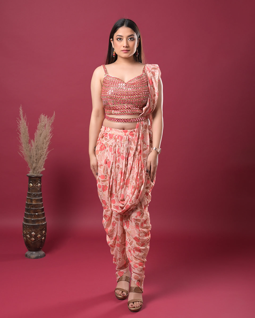 Peachy Glow Indo-Western Dress