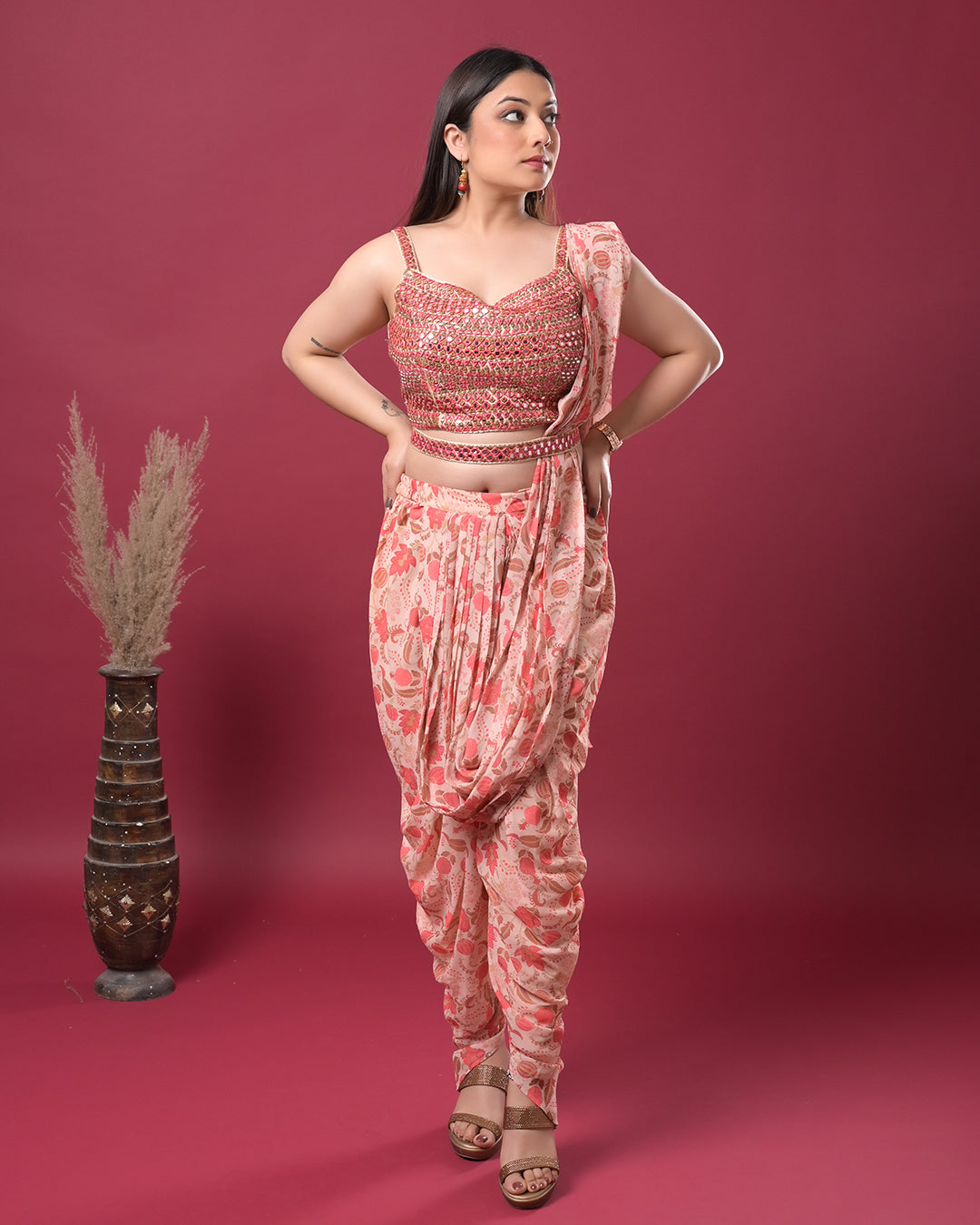 Peachy Glow Indo-Western Dress