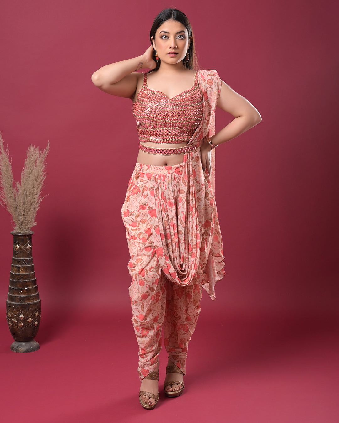 Peachy Glow Indo-Western Dress