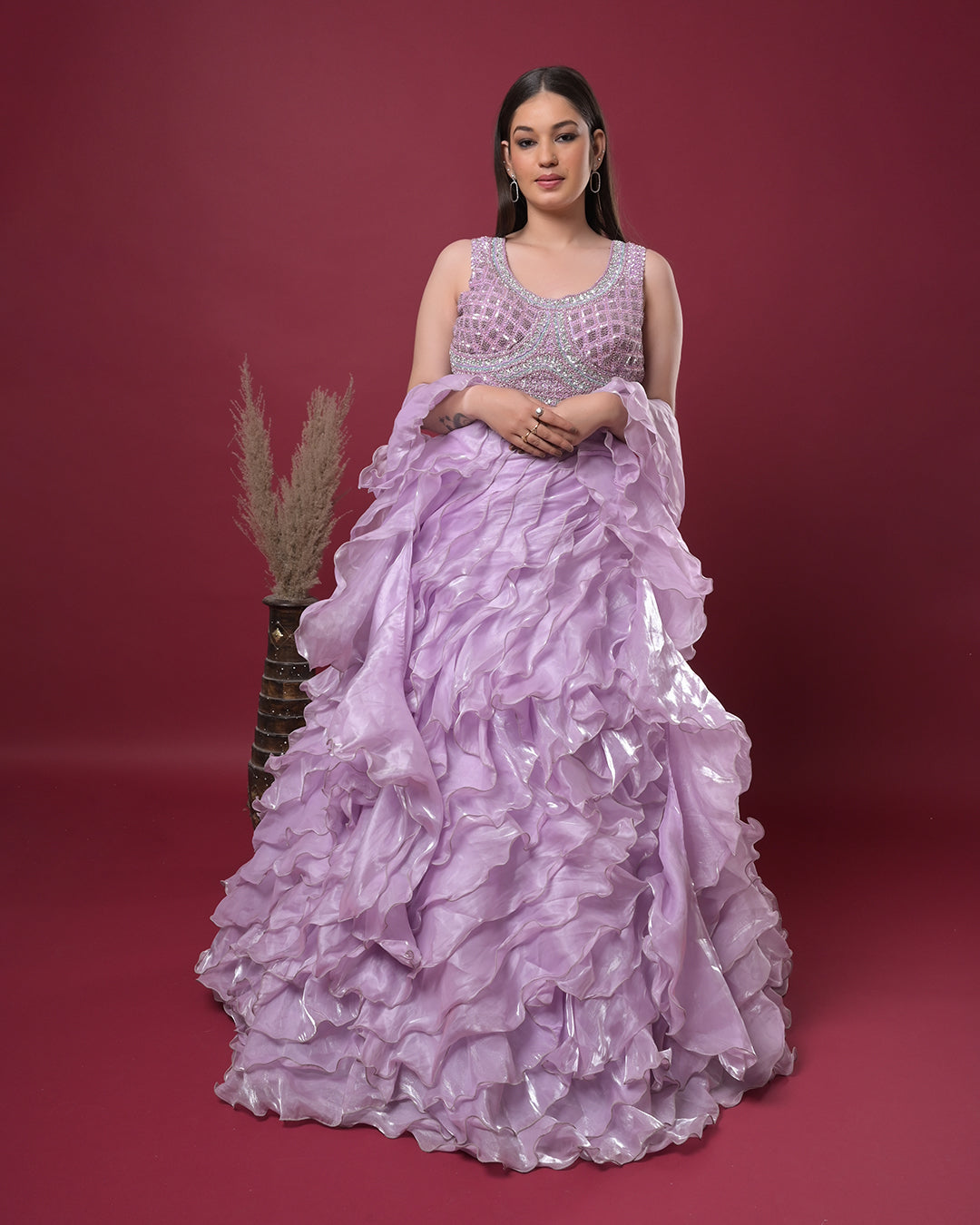 Mystic Lilac Ruffle Lehenga