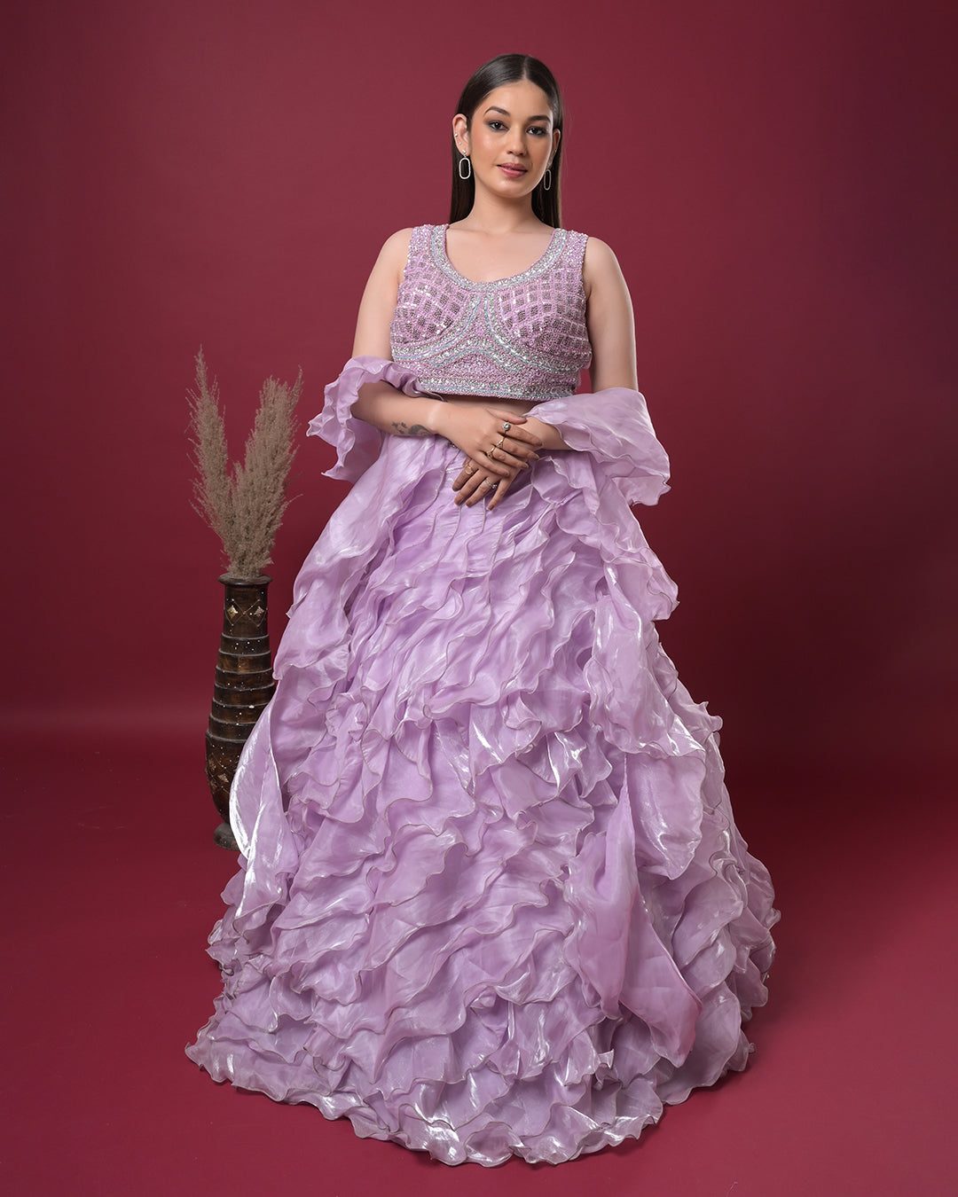 Mystic Lilac Ruffle Lehenga