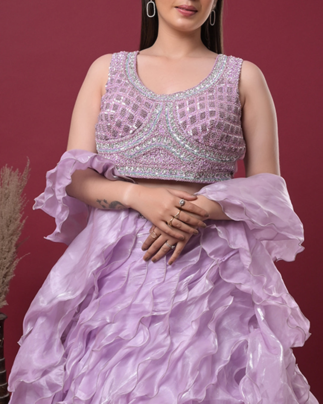 Mystic Lilac Ruffle Lehenga