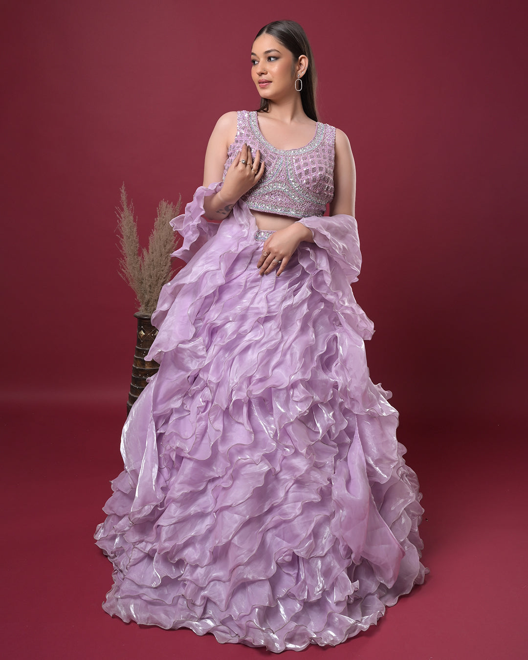 Mystic Lilac Ruffle Lehenga