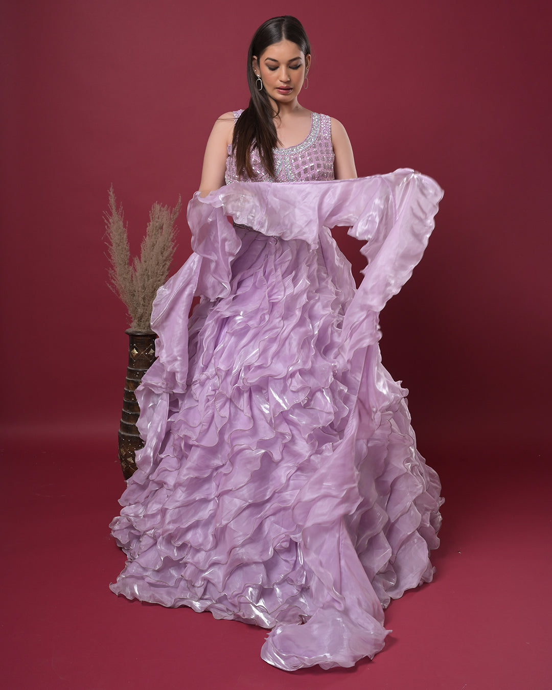 Mystic Lilac Ruffle Lehenga