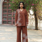 Coffee brown embroidered cordset